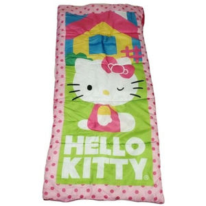 Hello Kitty Youth Girls Sleeping Camping Bag Pink Polka Dots House Sanrio 28x56